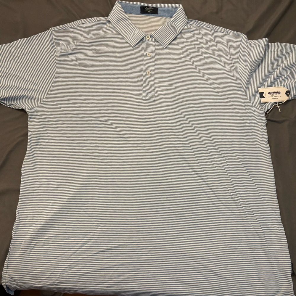 Men's Light Blue Striped Polo Shirt